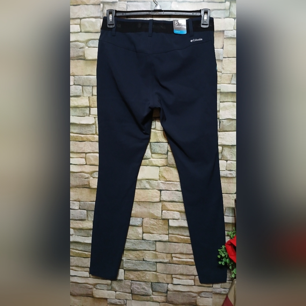 Women's Columbia Size 8 Mt. Powder Pant Water Repelling Blue Zip Pockets Lined - Picture 2 of 9